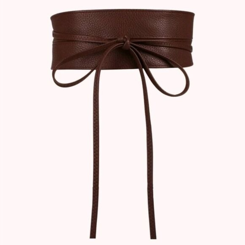 Plus Faux leather dark brown corset wide waist Belt Classic Western wrap obi - Picture 3 of 9